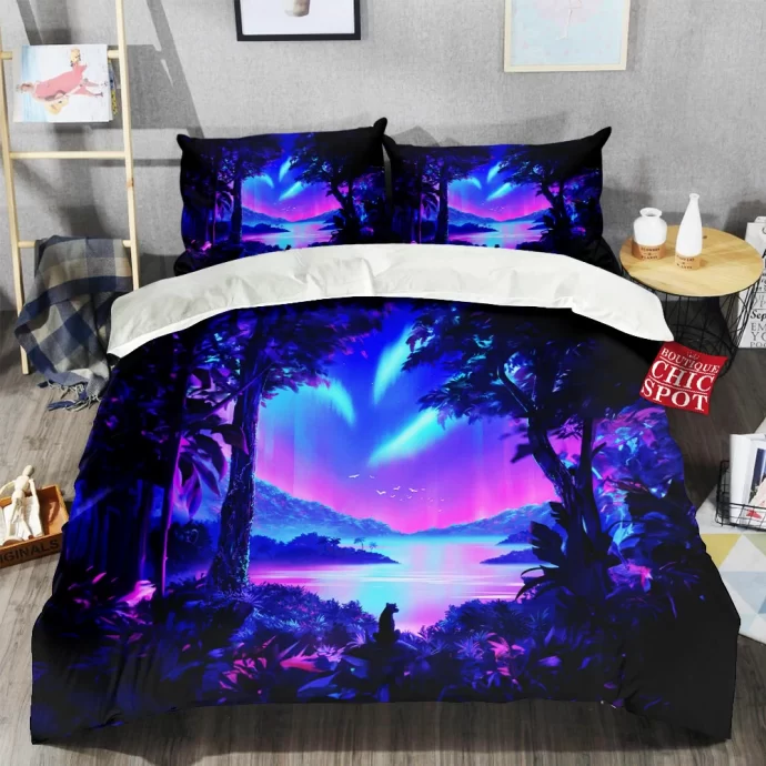 Vaporwave Jungle Bedding Set