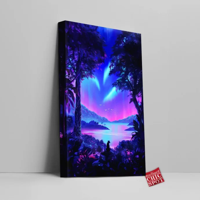 Vaporwave Jungle Canvas Wall Art