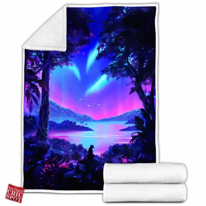 Vaporwave Jungle Fleece Blanket