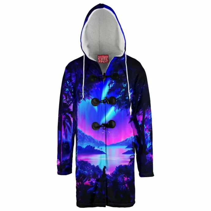 Vaporwave Jungle Hooded Cloak Coat