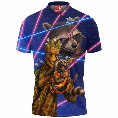 Comic Polo Shirt, Groot Polo Shirt, Guardians of The Galaxy Polo Shirt