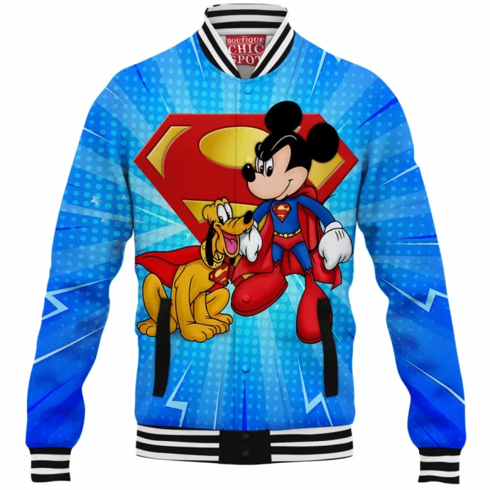 Mickey Mouse And Pluto Disney Baseball Jacket