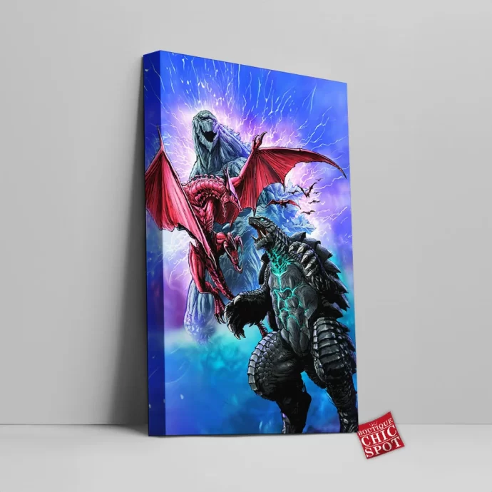 Godzilla And Gamera Canvas Wall Art