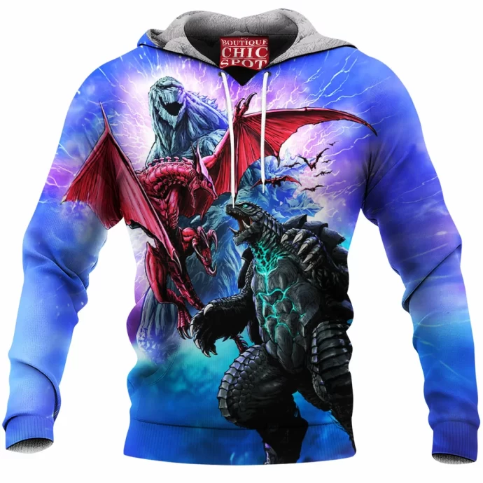 Godzilla And Gamera Fleece Hoodie