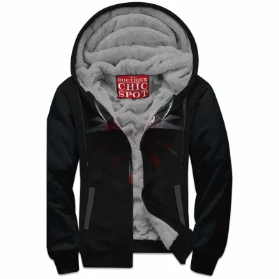 Game Zip-Fleece-Hoodie, Geralt of Rivia Zip-Fleece-Hoodie, The Witcher Zip-Fleece-Hoodie, Fantasy Zip-Fleece-Hoodie