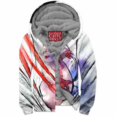 Anime Zip-Fleece-Hoodie, Zangoose Zip-Fleece-Hoodie, Pokemon Zip-Fleece-Hoodie