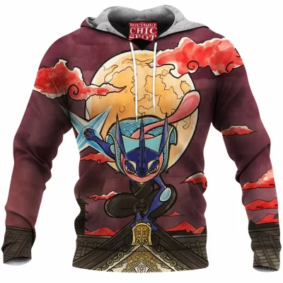 Anime Fleece-Hoodie, Greninja Fleece-Hoodie, Pokemon Fleece-Hoodie