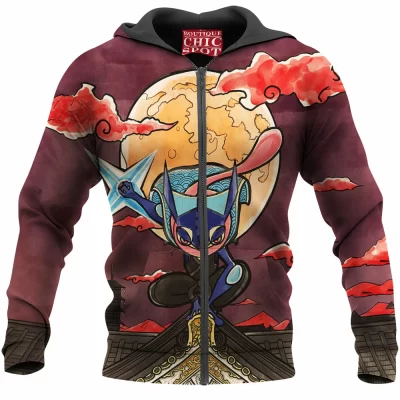 Anime Zip-Hoodie, Greninja Zip-Hoodie, Pokemon Zip-Hoodie