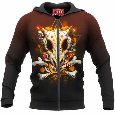 Anime Zip-Hoodie, Cubone Zip-Hoodie, Pokemon Zip-Hoodie