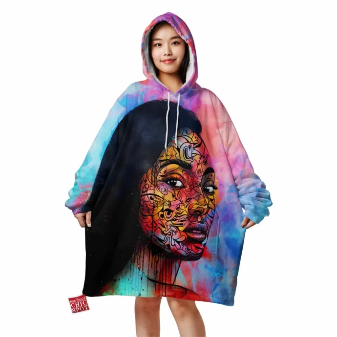 Black Woman Blanket Hoodie