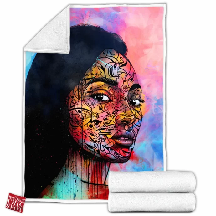 Black Woman Fleece Blanket