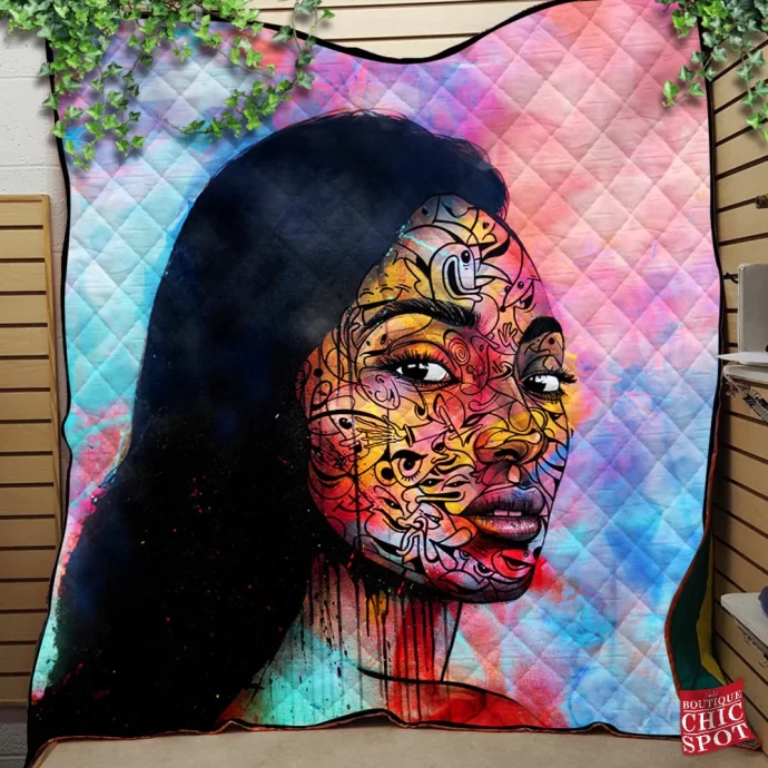 Black Woman Quilt Blanket