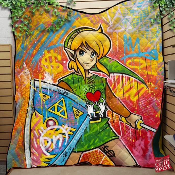 Link Zelda Quilt Blanket