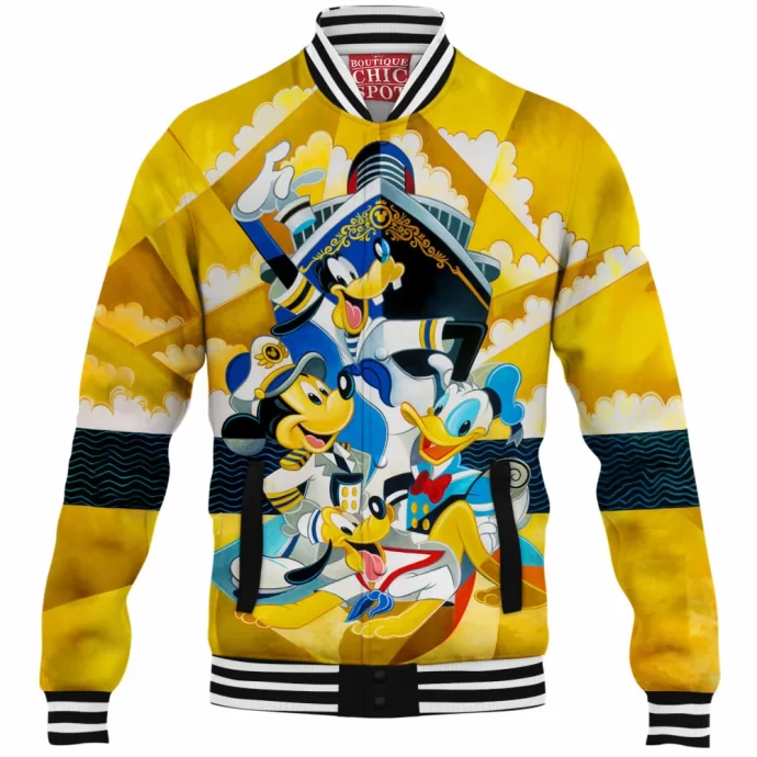 Mickey Mouse Goofy Donald Duck Pluto Disney Baseball Jacket