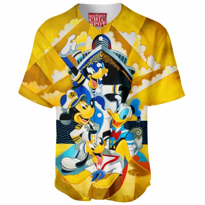 Mickey Mouse Goofy Donald Duck Pluto Disney Baseball Jersey