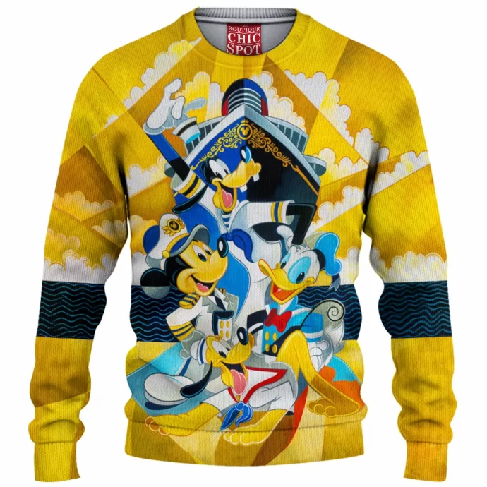 Mickey Mouse Goofy Donald Duck Pluto Disney Knitted Sweater