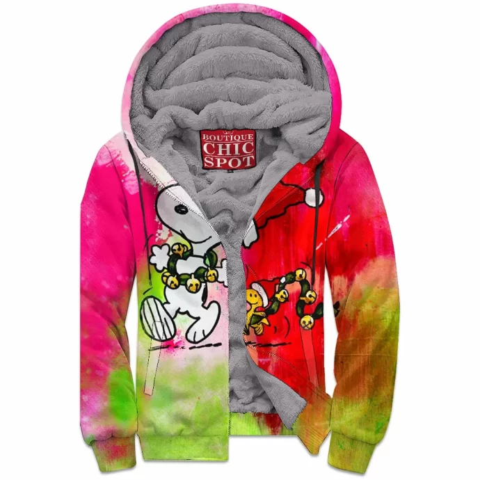 Snoopy Woodstock Zip Fleece Hoodie