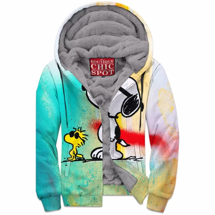 Snoopy and Woodstock Zip Fleece Hoodie