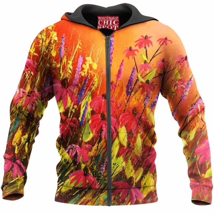 Coneflowers Zip Hoodie