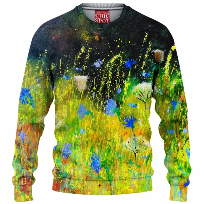 Wild Summer Flowers Knitted Sweater