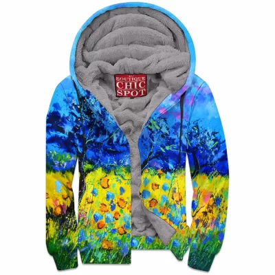 Abstract Zip-Fleece-Hoodie