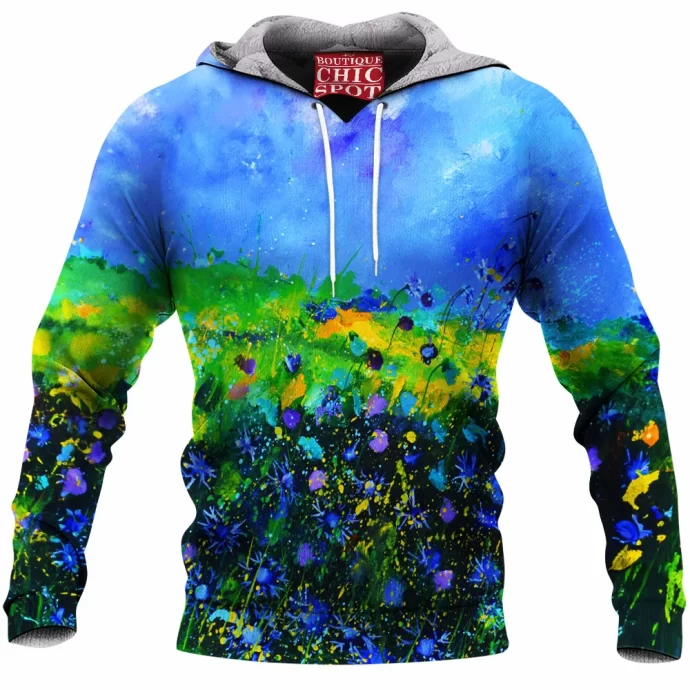 Blue Flowers Fleece Hoodie