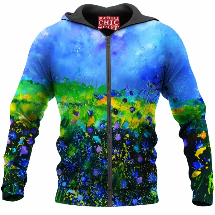 Blue Flowers Zip Hoodie