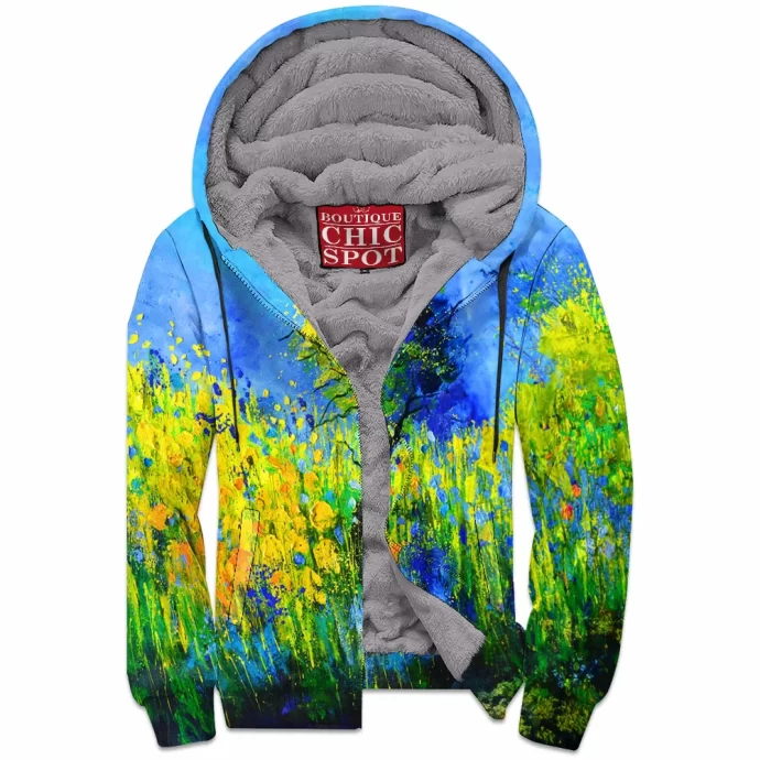 Summer Flowers Zip Fleece Hoodie