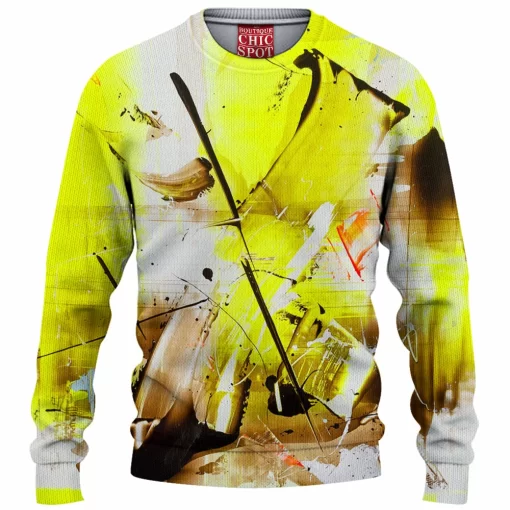 Yellow Abstract Knitted Sweater