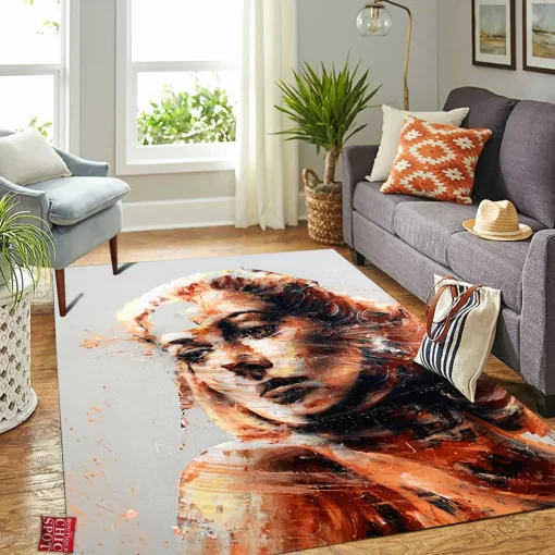 Woman Painting Rectangle Rug