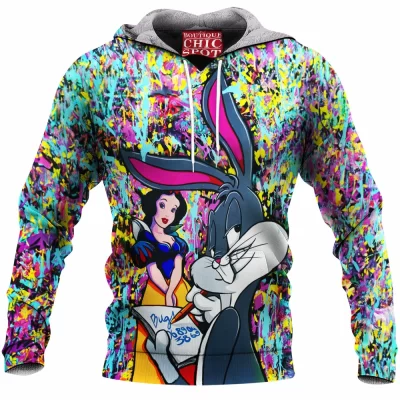 Bugs Bunny Fleece-Hoodie, Cartoon Fleece-Hoodie, Looney Tunes Fleece-Hoodie