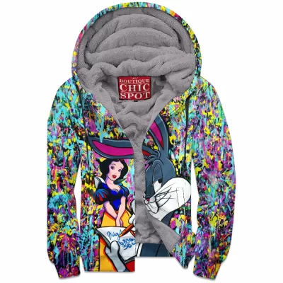 Bugs Bunny Zip-Fleece-Hoodie, Cartoon Zip-Fleece-Hoodie, Looney Tunes Zip-Fleece-Hoodie