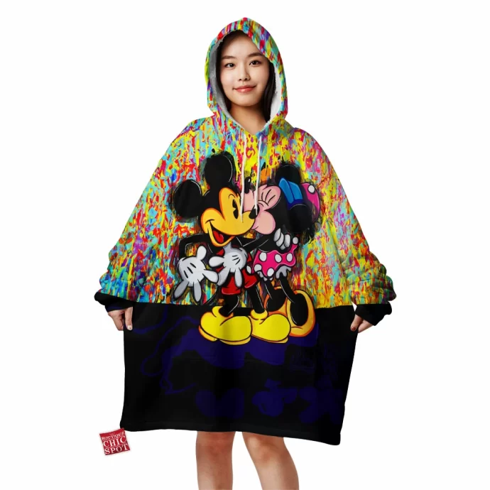 Mickey Mouse Minnie Mouse Blanket Hoodie