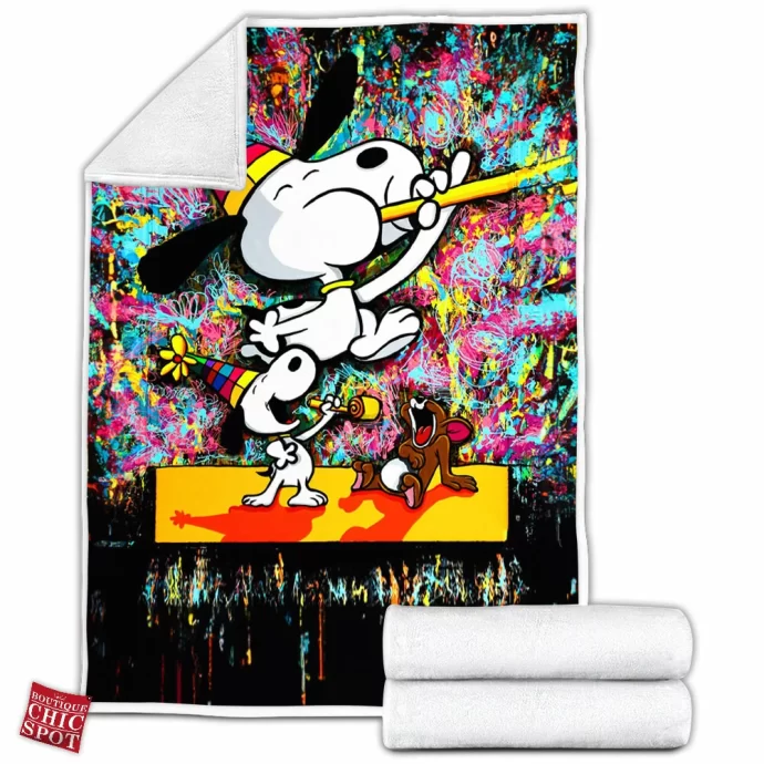 Snoopy Jerry Mouse Fleece Blanket