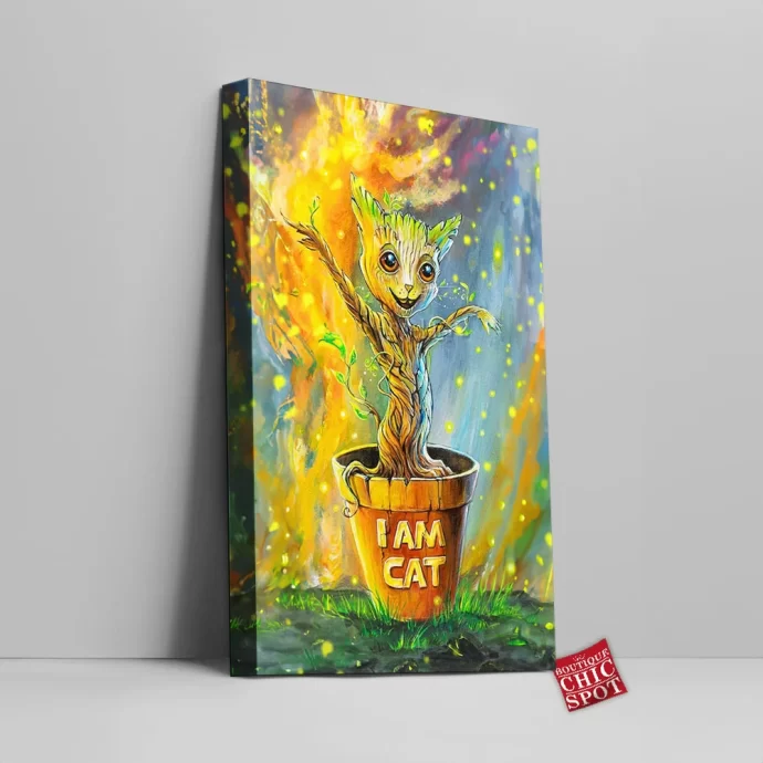 Groot x Cat Canvas Wall Art