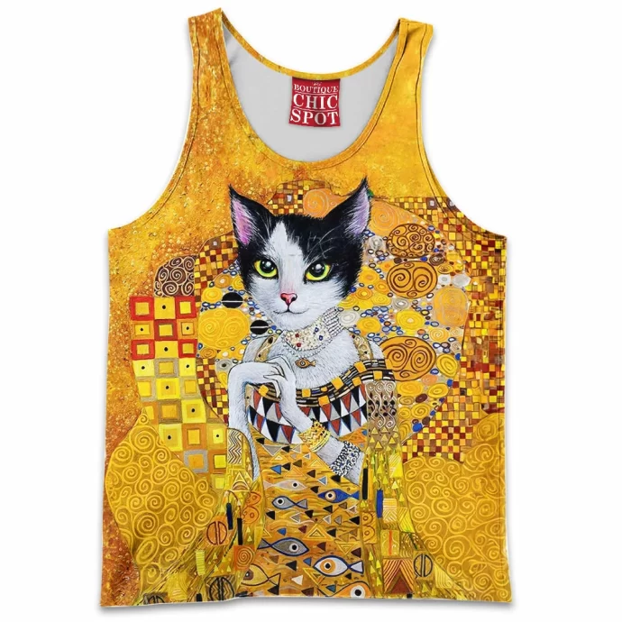 Cat in Gold Tank Top