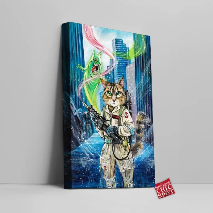 Ghostbuster Cat Canvas Wall Art