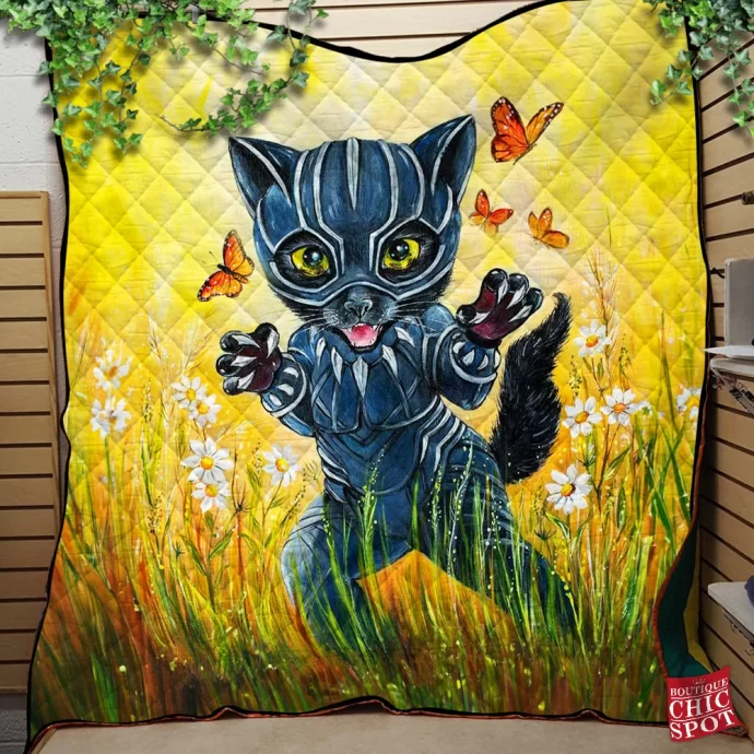 Kitty Black Panther Quilt Blanket