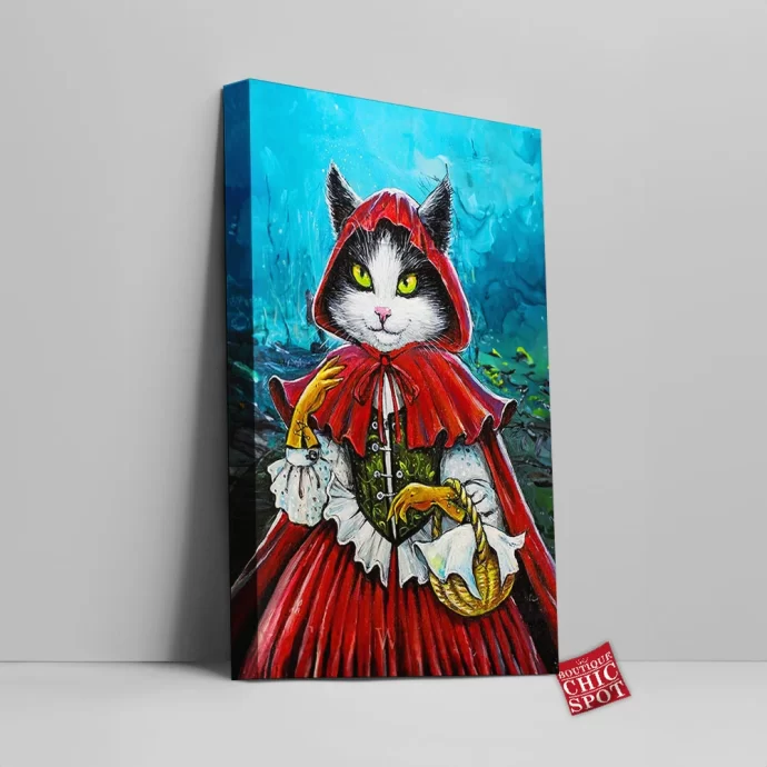 Red Riding Hood Cat Canvas Wall Art