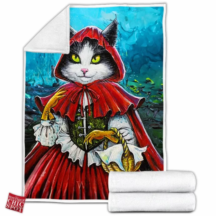 Red Riding Hood Cat Fleece Blanket