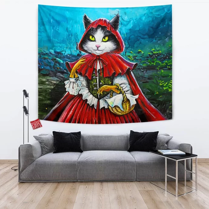 Red Riding Hood Cat Tapestry