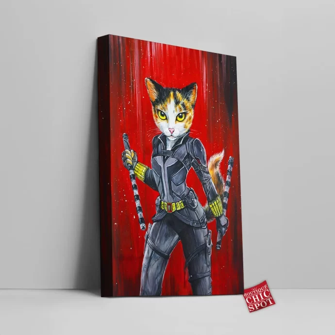 Black Widow Cat Canvas Wall Art