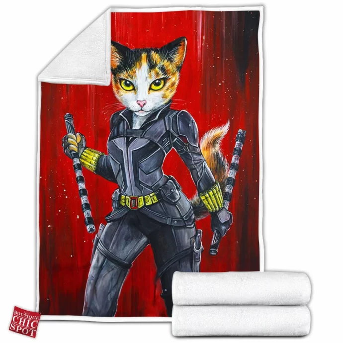 Black Widow Cat Fleece Blanket