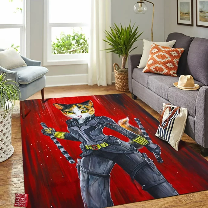 Black Widow Cat Rectangle Rug