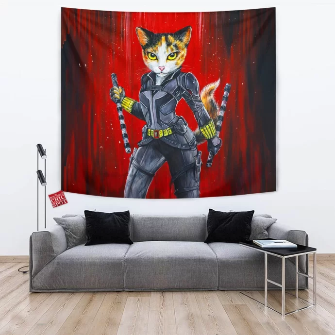 Black Widow Cat Tapestry