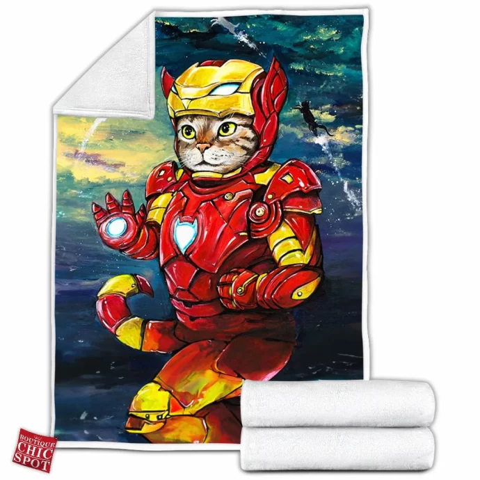 Iron Man Cat Fleece Blanket