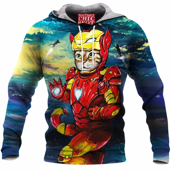 Iron Man Cat Fleece Hoodie