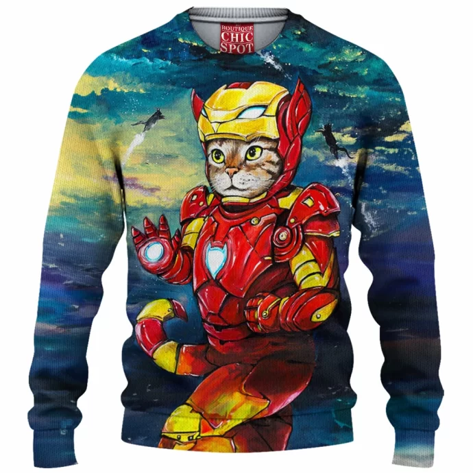 Iron Man Cat Knitted Sweater