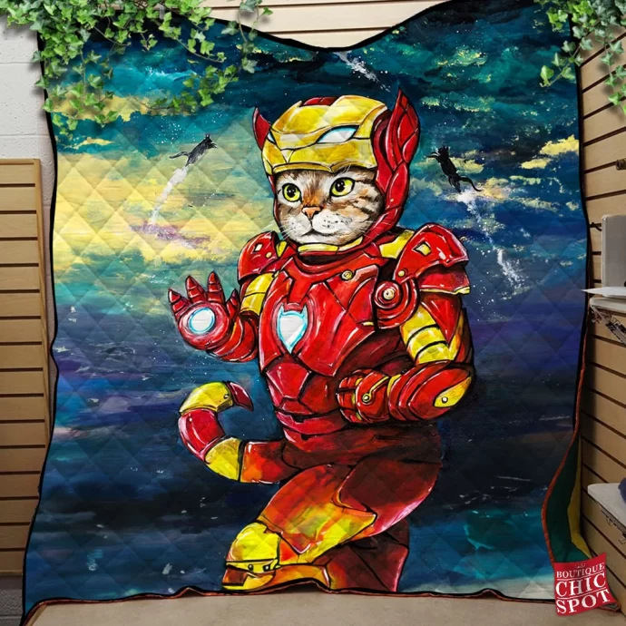 Iron Man Cat Quilt Blanket