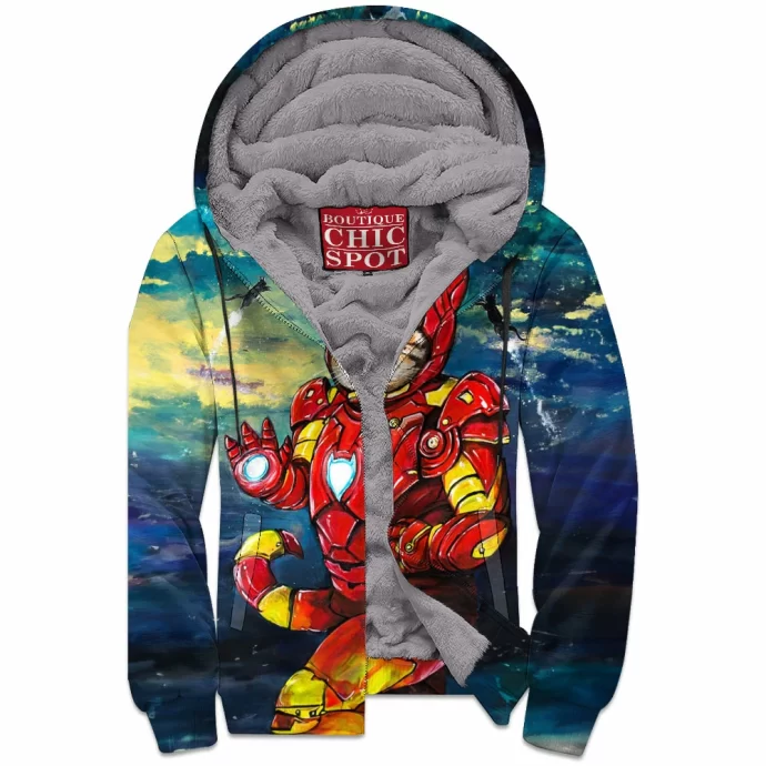 Iron Man Cat Zip Fleece Hoodie